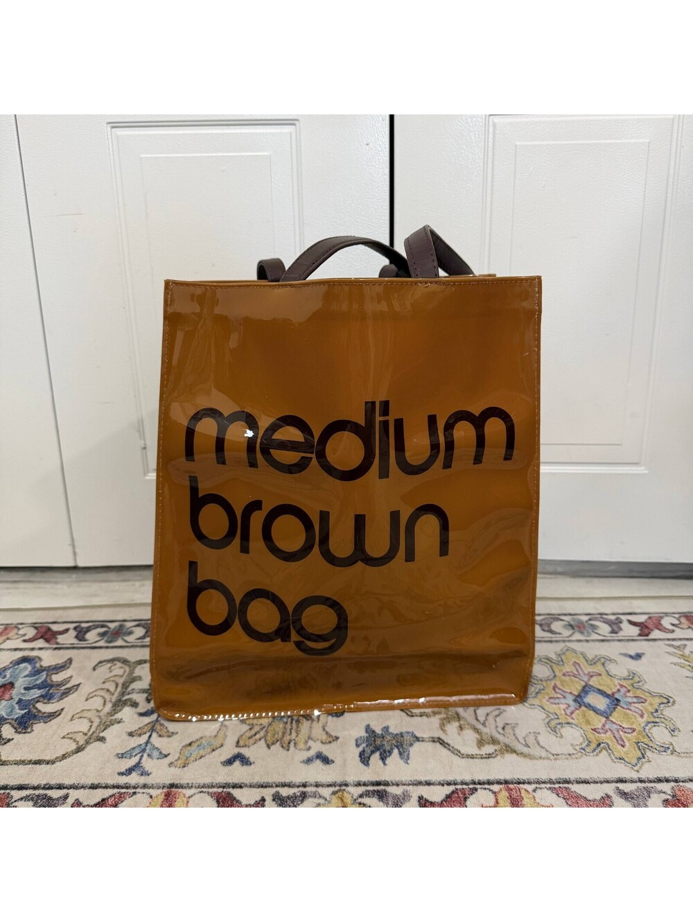 Bloomingdale's Medium Brown Bag PVC Tote Shopper Iconic Logo Shoulder Bag